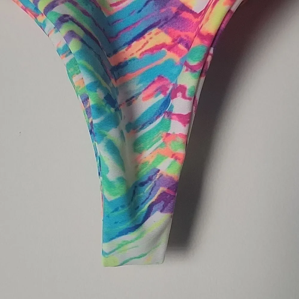 NWT Stone Cold Fox XS S Cheeky Thong Swim Bikini Bottom ColorFul Sexy Skimpy